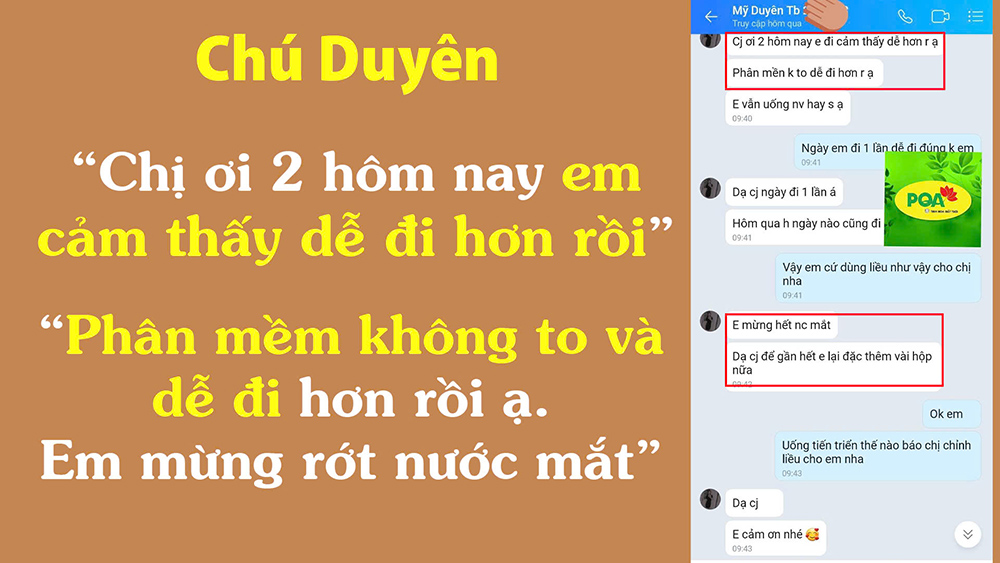 phản hồi sau khi dùng pqa nhuận tràng
