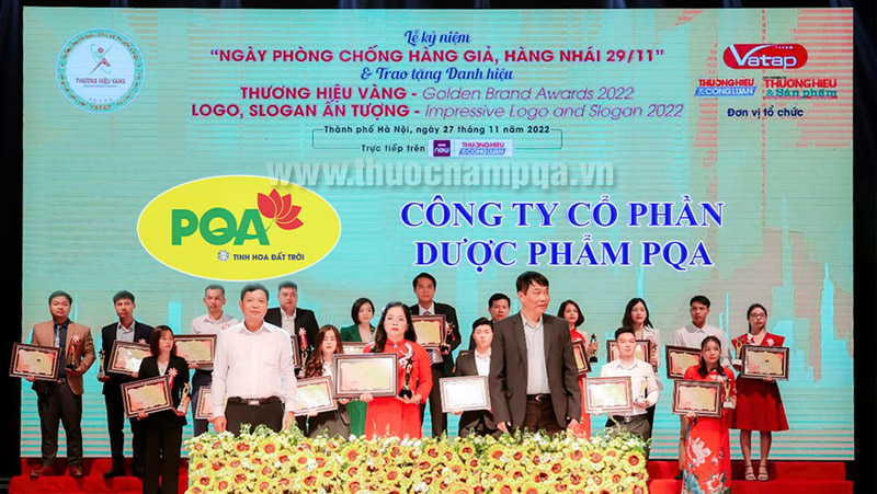 Công ty CP Dược phẩm PQA tự hào nhận giải thưởng "Thương Hiệu Vàng" 2022