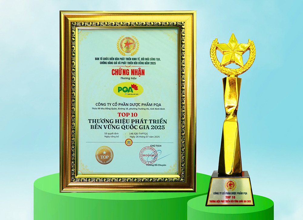 Dược phẩm PQA được vinh danh “Thương hiệu Phát triển Bền vững Quốc gia 2025” Dược phẩm PQA được vinh danh “Thương hiệu Phát triển Bền vững Quốc gia 2025”
